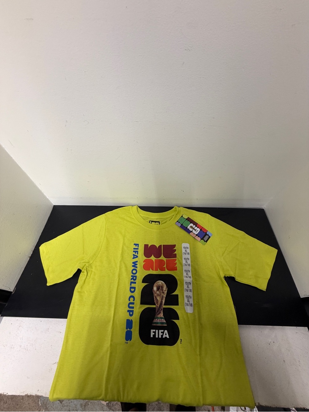 Official FIFA World Cup 2026 Yellow T-Shirt “We Are FIFA” Youth Size XL (NEW)